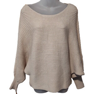 Pinque Women’s Beige Crew Neck Knit Pullover Sweater Size M BG38